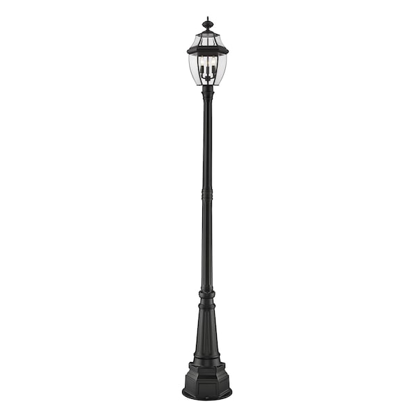 Z-Lite Westover 3 Light Outdoor Post Mounted Fixture, Black & Clear Beveled 580PHB-564P-BK - main